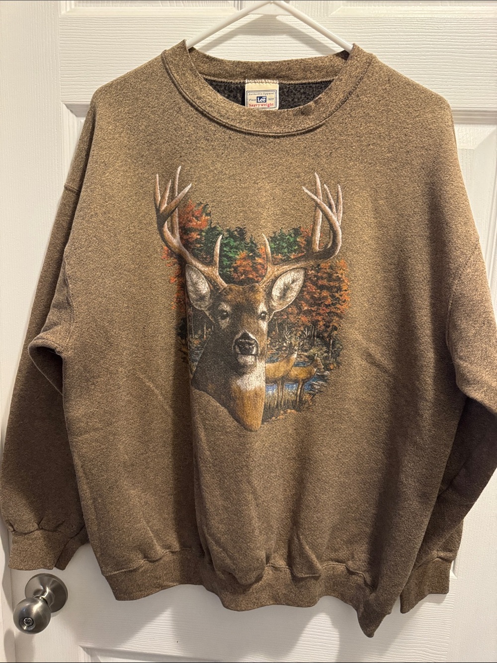 Lee Brown Crewneck Sweatshirt with Buck Graphic